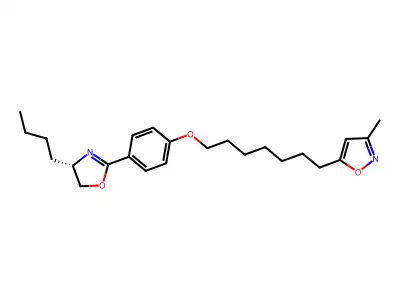 Isoxazole, 5-(7-(4-((4S)-4-butyl-4,5-dihydro-2-oxazolyl)phenoxy)heptyl)-3-methyl- structure