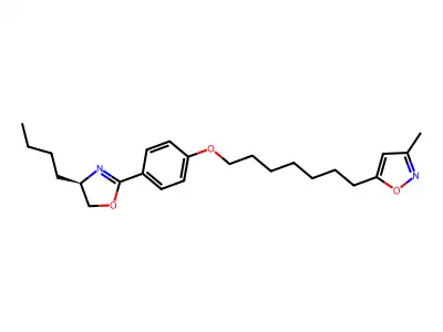 Isoxazole, 5-(7-(4-((4R)-4-butyl-4,5-dihydro-2-oxazolyl)phenoxy)heptyl)-3-methyl- structure