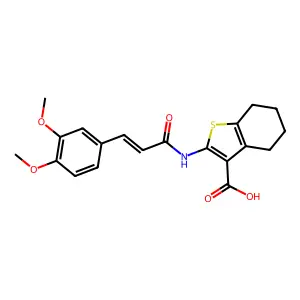 (E)-2-(3-(3,4-dimethoxyphenyl)acrylamido)-4,5,6,7-tetrahydrobenzo[b]thiophene-3-carboxylic acid structure