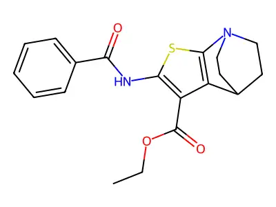 2-Benzoylamino-3-ethoxycarbonylthieno(2,3-b)quinuclidine structure