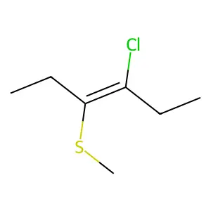 3-Hexene, 3-chloro-4-(methylthio)-, (E)- structure