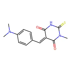 (5E)-5-[4-(dimethylamino)benzylidene]-1-methyl-2-thioxodihydropyrimidine-4,6(1H,5H)-dione structure