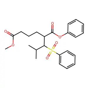 Hexanedioic acid, 2-(2-methyl-1-(phenylsulfonyl)propyl)-, 6-methyl 1-phenyl ester, (R*,S*)- structure