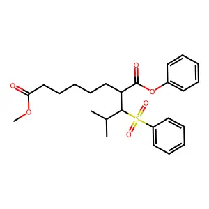 Octanedioic acid, 2-(2-methyl-1-(phenylsulfonyl)propyl)-, 8-methyl 1-phenyl ester, (R*,R*)- structure