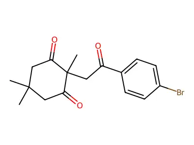 2-(2-(4-Bromophenyl)-2-oxoethyl)-2,5,5-trimethylcyclohexane-1,3-dione structure