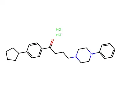 1-Butanone, 1-(4-cyclopentylphenyl)-4-(4-phenyl-1-piperazinyl)-, dihydrochloride structure