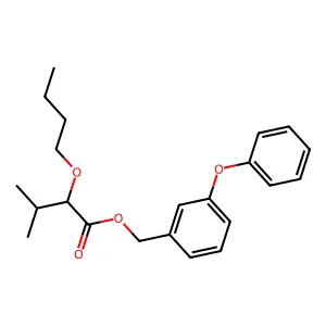 Butanoic acid, 2-butoxy-3-methyl-, (3-phenoxyphenyl)methyl ester structure