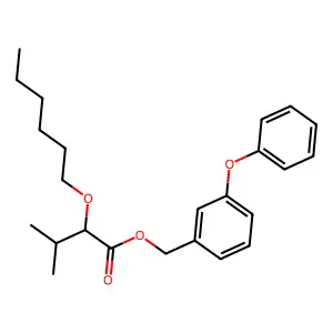 Butanoic acid, 2-(hexyloxy)-3-methyl-, (3-phenoxyphenyl)methyl ester structure