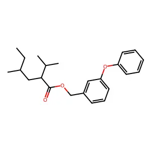 Hexanoic acid, 4-methyl-2-(1-methylethyl)-, (3-phenoxyphenyl)methyl ester structure