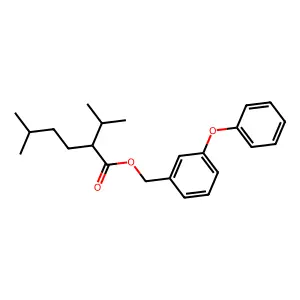 Hexanoic acid, 5-methyl-2-(1-methylethyl)-, (3-phenoxyphenyl)methyl ester structure
