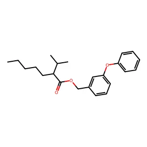 Heptanoic acid, 2-(1-methylethyl)-, (3-phenoxyphenyl)methyl ester structure