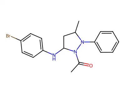 1-[5-(4-Bromoanilino)-3-methyl-2-phenylpyrazolidin-1-yl]ethanone structure