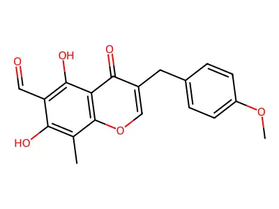5,7-Dihydroxy-3-((4-methoxyphenyl)methyl)-8-methyl-4-oxochromene-6-carbaldehyde structure
