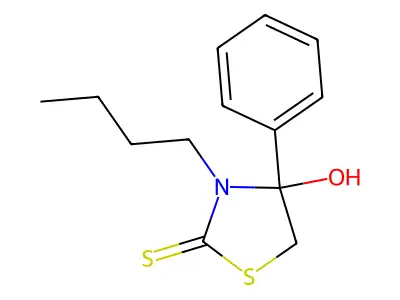 2-Thiazolidinethione, 3-butyl-4-hydroxy-4-phenyl- structure