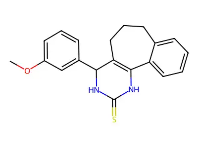 4-(3-methoxyphenyl)-1,3,4,5,6,7-hexahydro-2H-benzo[6,7]cyclohepta[1,2-d]pyrimidine-2-thione structure