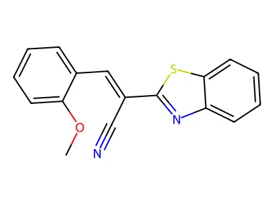 (E)-2-(benzo[d]thiazol-2-yl)-3-(2-methoxyphenyl)acrylonitrile structure