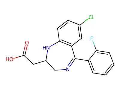 1H-1,4-Benzodiazepine-2-acetic acid, 2,3-dihydro-7-chloro-5-(2-fluorophenyl)- structure