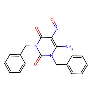 6-Amino-1,3-dibenzyl-5-nitroso-pyrimidine-2,4-dione structure