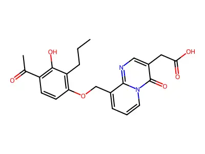 (9-(4-Acetyl-3-hydroxy-2-n-propylphenoxymethyl)-4-oxo-pyrido(1,2-a)pyrimidin-3-yl)acetic acid structure