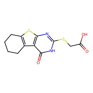 2-[(4-oxo-5,6,7,8-tetrahydro-3H-[1]benzothiolo[2,3-d]pyrimidin-2-yl)sulfanyl]acetic acid structure