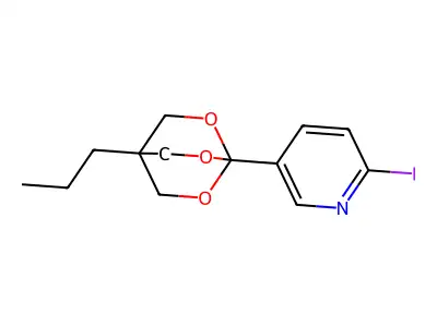 Pyridine, 2-iodo-5-(4-propyl-2,6,7-trioxabicyclo(2.2.2)oct-1-yl)- structure