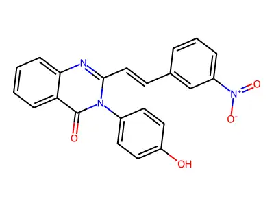 2-(2-{3-nitrophenyl}vinyl)-3-(4-hydroxyphenyl)-4(3H)-quinazolinone structure
