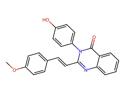 3-(4-hydroxyphenyl)-2-[(E)-2-(4-methoxyphenyl)ethenyl]quinazolin-4-one structure