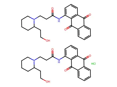 1-Piperidinepropanamide, N-(9,10-dihydro-9,10-dioxo-1-anthracenyl)-2-(2-hydroxyethyl)-, hydrochloride (2:1) structure