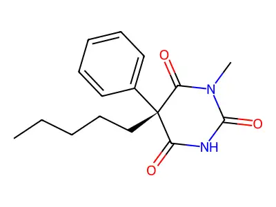 2,4,6(1H,3H,5H)-Pyrimidinetrione, 1-methyl-5-pentyl-5-phenyl- structure