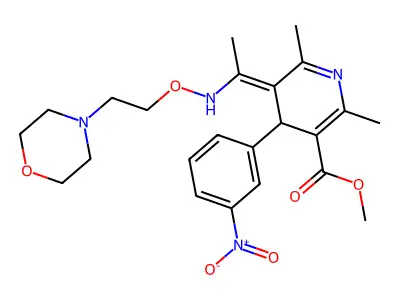 3-Pyridinecarboxylicacid,1,4-dihydro-2,6-dimethyl-5-[1-[[2-(4-morpholinyl)ethoxy]imino]ethyl]-4-(3-nitrophenyl)-,methyl ester structure