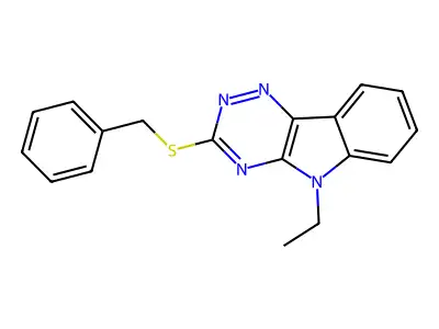 5H-1,2,4-Triazino[5,6-b]indole, 5-ethyl-3-[(phenylmethyl)thio]- structure