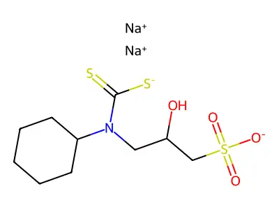 N-Cyclohexyl-N-(2-hydroxy-3-sulfonatopropyl)dithiocarbamate structure