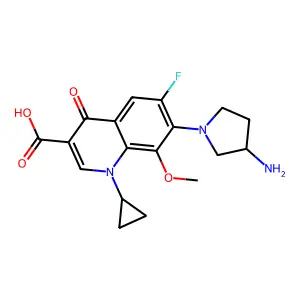 3-Quinolinecarboxylic acid, 1,4-dihydro-7-(3-amino-1-pyrrolidinyl)-1-cyclopropyl-6-fluoro-8-methoxy-4-oxo- structure