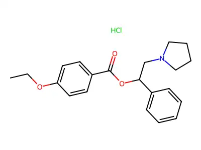 1-Phenyl-2-(pyrrolidin-1-yl)ethyl 4-ethoxybenzoate--hydrogen chloride (1/1) structure