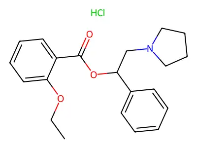 1-Phenyl-2-(pyrrolidin-1-yl)ethyl 2-ethoxybenzoate--hydrogen chloride (1/1) structure