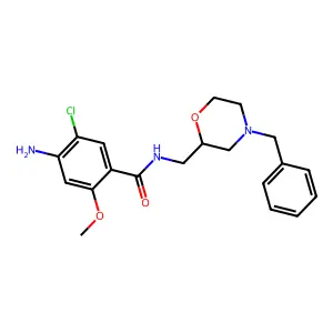 4-amino-N-((4-benzyl-2-morpholinyl)methyl)-5-chloro-2-methoxybenzamide structure
