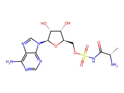 5'-O-(N-(alanyl)sulfamoyl)adenosine structure