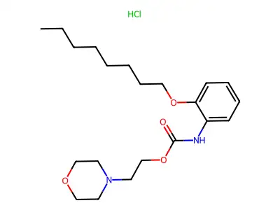 Carbamic acid, (2-(octyloxy)phenyl)-, 2-(4-morpholinyl)ethyl ester, monohydrochloride structure