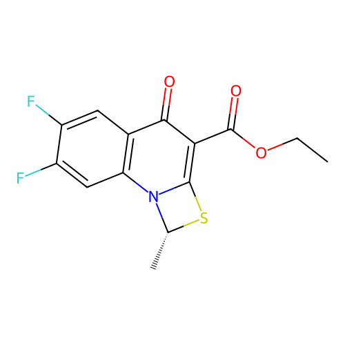 Ethyl 6,7-difluoro-1-methyl-4-oxo-4H-[1,3]thiazeto[3,2-a]quinoline-3-carboxylate structure