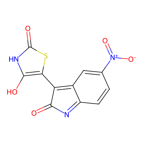 5-(5-nitro-2-oxo-1,2-dihydro-3H-indol-3-ylidene)-1,3-thiazolidine-2,4-dione structure