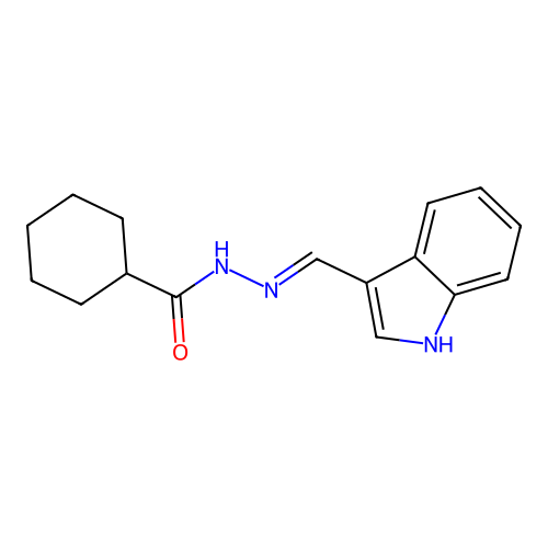 N-(1H-indol-3-ylmethylideneamino)cyclohexanecarboxamide structure