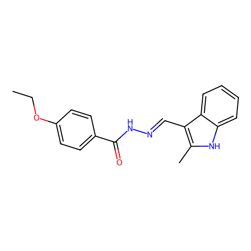 4-ethoxy-N-[(2-methyl-1H-indol-3-yl)methylideneamino]benzamide structure