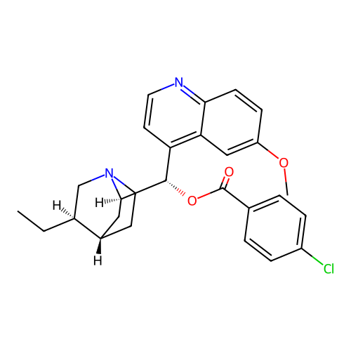 Hydroquinidine 4-chlorobenzoate structure