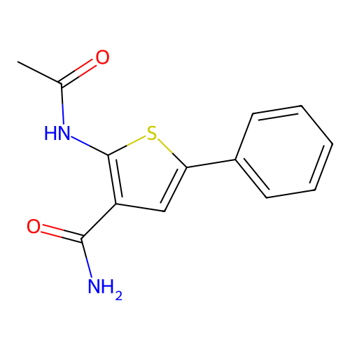 2-Acetamido-5-phenylthiophene-3-carboxamide structure