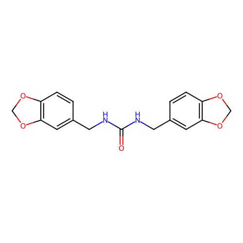 1,3-bis[(2H-1,3-benzodioxol-5-yl)methyl]urea structure