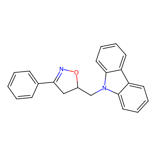 9-[(3-phenyl-4,5-dihydro-1,2-oxazol-5-yl)methyl]-9H-carbazole structure