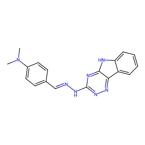4-(dimethylamino)benzaldehyde 5H-[1,2,4]triazino[5,6-b]indol-3-ylhydrazone structure