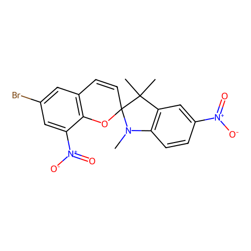 6-Bromo-1',3',3'-trimethyl-5',8-dinitrospiro[chromene-2,2'-indoline] structure