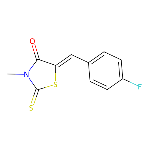 (5Z)-5-(4-fluorobenzylidene)-3-methyl-2-thioxo-1,3-thiazolidin-4-one structure