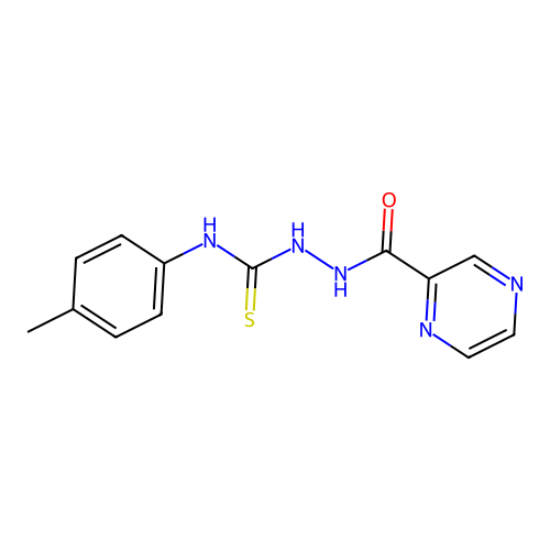 N-(4-methylphenyl)-2-(pyrazin-2-ylcarbonyl)hydrazinecarbothioamide structure